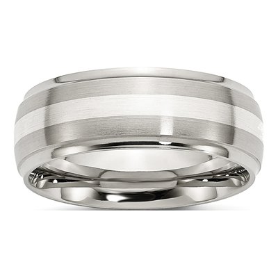 Stainless Steel & Sterling Silver 8mm Inlay Wedding Band