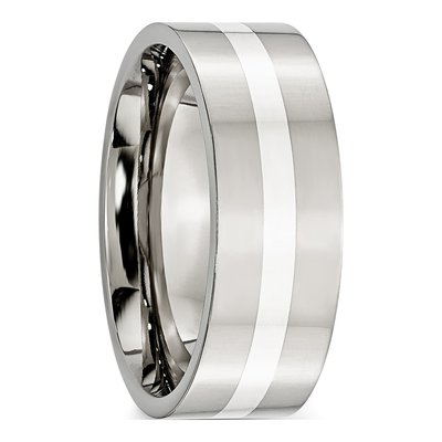 Stainless Steel 8mm Flat Wedding Band – view 5