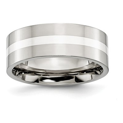 Stainless Steel 8mm Flat Wedding Band