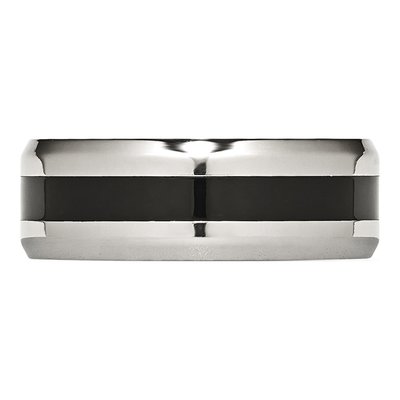 Stainless Steel 8mm Black Enamel Wedding Band – view 3