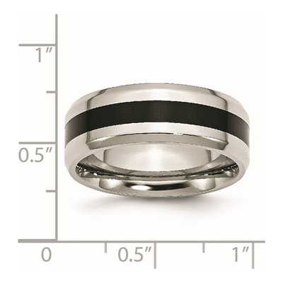 Stainless Steel 8mm Black Enamel Wedding Band – view 6
