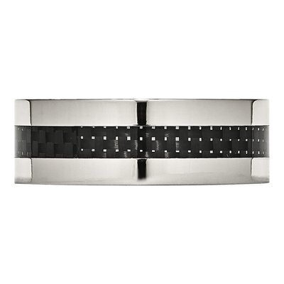 Stainless Steel 8mm Black Carbon Fiber Wedding Band – view 3