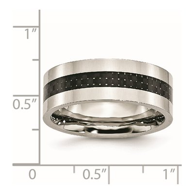 Stainless Steel 8mm Black Carbon Fiber Wedding Band – view 6