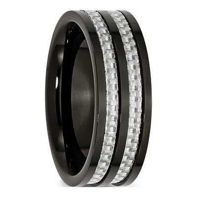 Black Stainless Steel 8mm Carbon Fiber Wedding Band – view 4