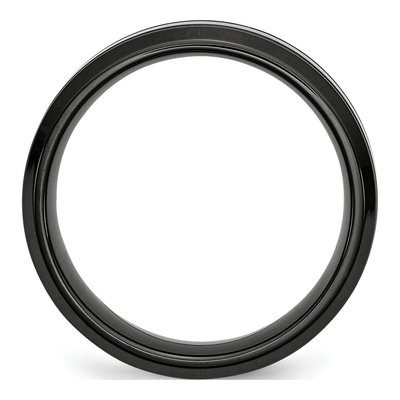 Black Stainless Steel 7mm Grooved Wedding Band – view 2