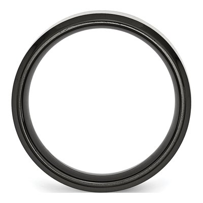 Black Stainless Steel 8mm Beveled Wedding Band – view 4
