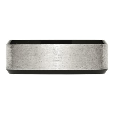 Black Stainless Steel 8mm Beveled Wedding Band – view 5