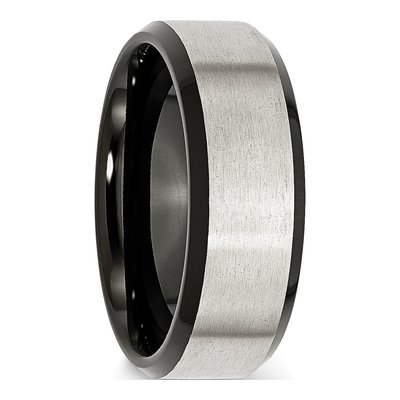 Black Stainless Steel 8mm Beveled Wedding Band – view 6