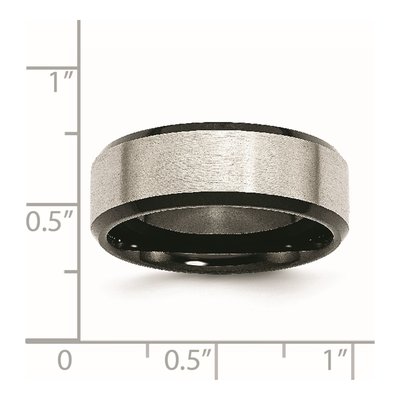 Black Stainless Steel 8mm Beveled Wedding Band – view 8