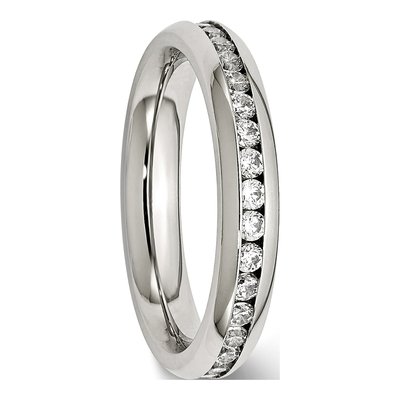 Stainless Steel CZ April Clear Ring – view 6