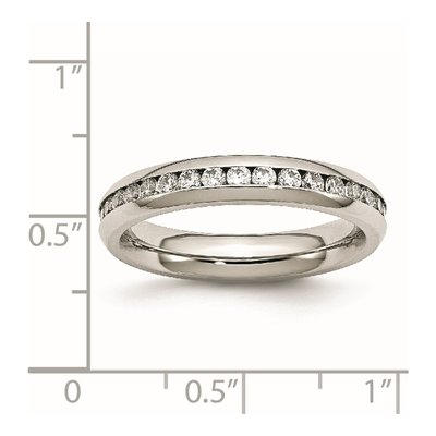 Stainless Steel CZ April Clear Ring – view 8