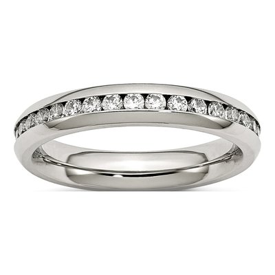 Stainless Steel CZ April Clear Ring