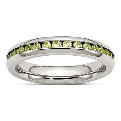 Stainless Steel CZ August Birthstone Look Ring