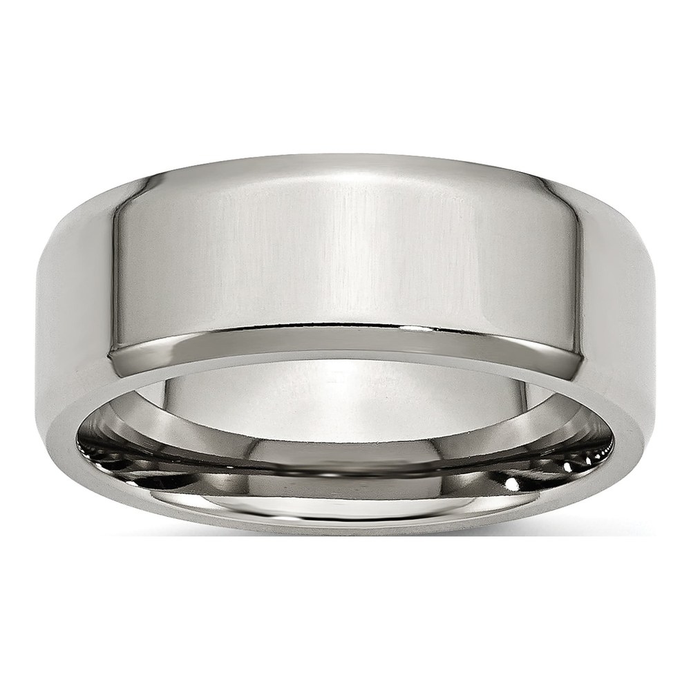 Stainless Steel 8mm Beveled Comfort-Fit Wedding Band