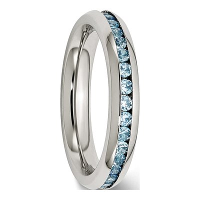 Stainless Steel CZ December Teal Ring – view 6