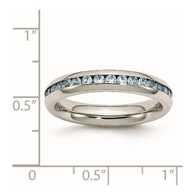 Stainless Steel CZ December Teal Ring – view 8
