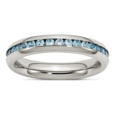 Stainless Steel CZ December Teal Ring