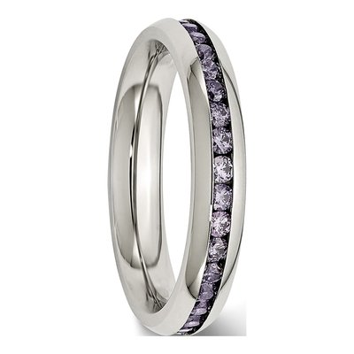 Stainless Steel CZ February Ring – view 6