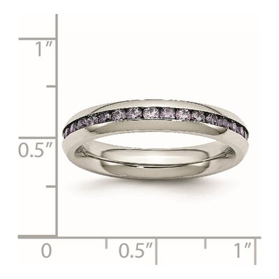 Stainless Steel CZ February Ring – view 8