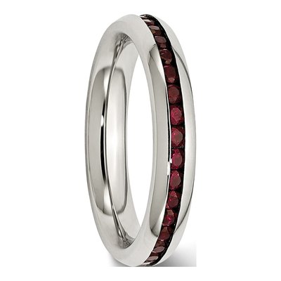 Stainless Steel CZ January Ring – view 6