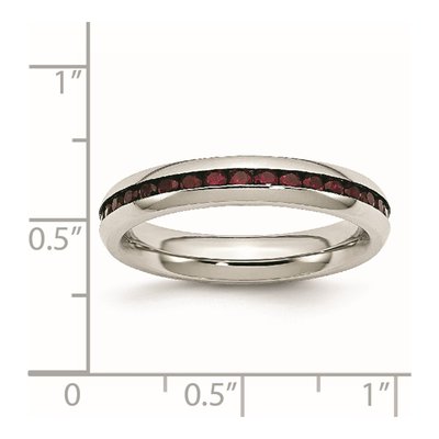 Stainless Steel CZ January Ring – view 8
