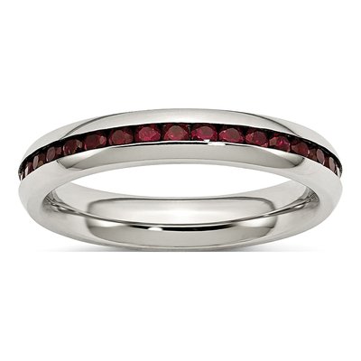 Stainless Steel CZ January Ring
