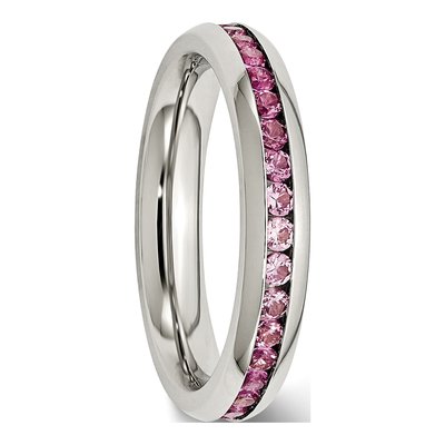Stainless Steel CZ July Ring – view 6