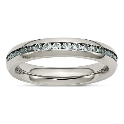 Stainless Steel CZ March Ring