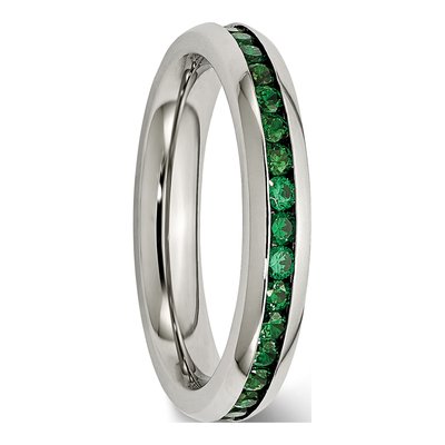 Stainless Steel CZ May Birthstone Ring – view 6