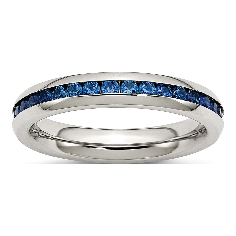 Stainless Steel CZ September Ring