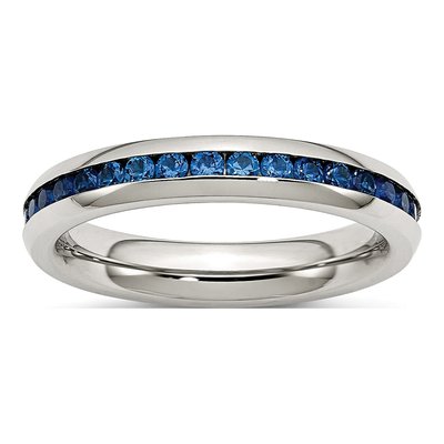Stainless Steel CZ September Ring