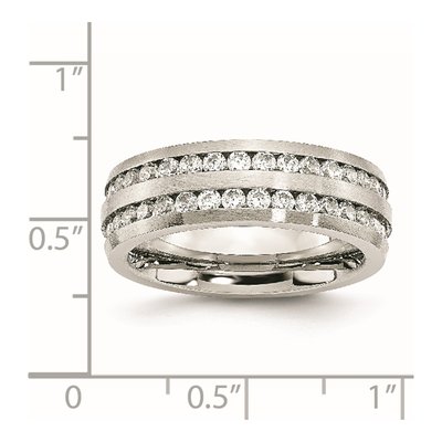 Stainless Steel CZ Double Row Wedding Band – view 8