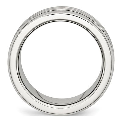 Stainless Steel CZ Multirow Wedding Band – view 4