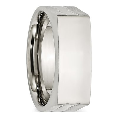 Men's Stainless Steel 9mm Signet Wedding Band – view 7