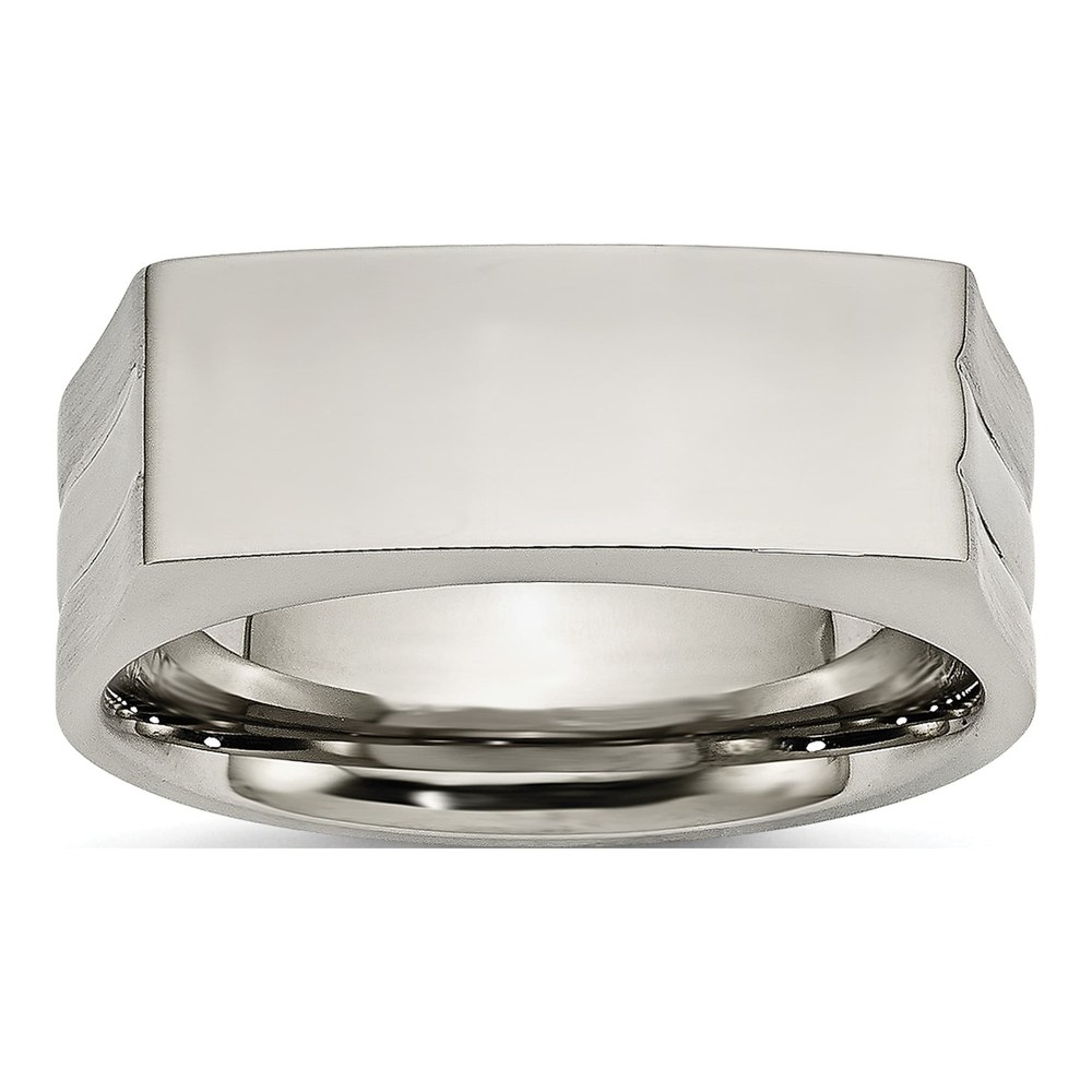 Men's Stainless Steel 9mm Signet Wedding Band