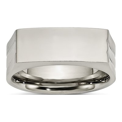 Men's Stainless Steel 9mm Signet Wedding Band