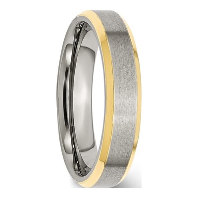 Stainless Steel 5mm IP Beveled Comfort-Fit Wedding Band – view 6