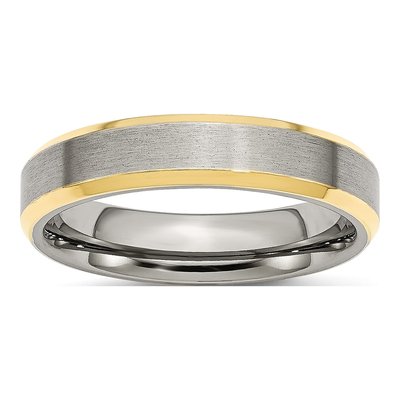 Stainless Steel 5mm IP Beveled Comfort-Fit Wedding Band