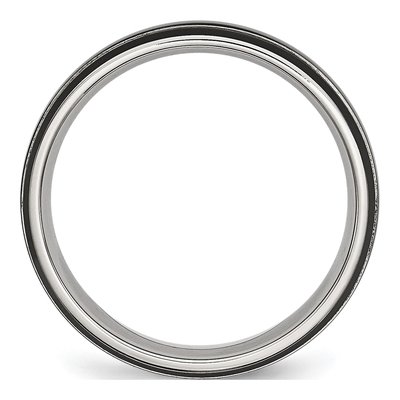 Black Stainless Steel 6mm Grooved Comfort-Fit Wedding Band – view 4