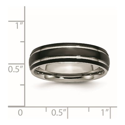 Black Stainless Steel 6mm Grooved Comfort-Fit Wedding Band – view 8