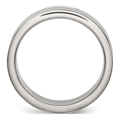 Stainless Steel 6mm Black Rubber Grooved Wedding Band – view 3