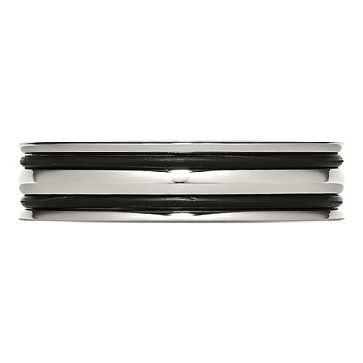 Stainless Steel 6mm Black Rubber Grooved Wedding Band – view 4