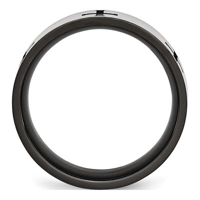 Black Stainless Steel 7mm Cross Wedding Band – view 4