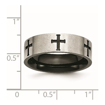 Black Stainless Steel 7mm Cross Wedding Band – view 8