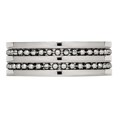 Stainless Steel 8mm Beaded Wedding Band – view 4