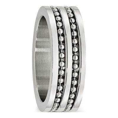 Stainless Steel 8mm Beaded Wedding Band – view 5