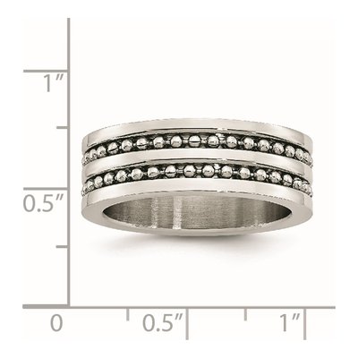 Stainless Steel 8mm Beaded Wedding Band – view 7