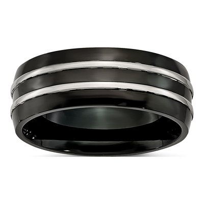 Black Stainless Steel 8mm Wedding Band