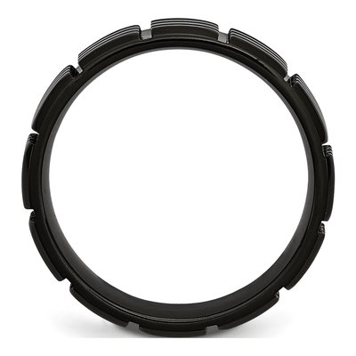 Black Stainless Steel 8mm Grooved Wedding Band – view 4