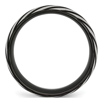 Black Stainless Steel 8mm Swirl Wedding Band – view 3